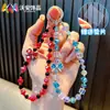 Cadena para Teléfono Móvil con Colgante de Llavero de Aleación con Lazo y Perlas Exquisito Colgante para Funda de Teléfono Móvil Correa de Muñeca Accesorios para Bolsos Pequeños Regalos