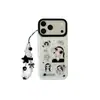 Funda pequeña de jade con diseño de salpicaduras de tinta a doble cara, tipo media cubierta, adecuada para Apple 18 Pro Max, con correa para la muñeca, modelo nuevo para iPhone 17, 16, anticaídas