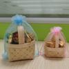 Mini Cesta de Madera para Dulces de Boda Bolsa de Gasa Bolsa de Empaque para Regalo de Boda Caja de Regalo para Empaque de Chocolate Ferroje