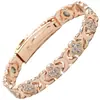 Pulsera Magnética Popular Transfronteriza Europea y Americana Moda Lujo Ligero Aleación de Trébol Incrustada con Diamante Pulsera Magnética de una Sola Fila para Mujeres