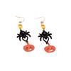 Aretes Europeos y Americanos Transfronterizos Personalizados Creativos Divertidos Punk Araña Negra Cabeza de Calabaza Queso Colgante de Aleación Aretes Navideños