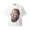 Camiseta de Manga Corta Holgada para Parejas de Ancianos Lavada Pesada con Estampado de Retratos Hip Hop Rap Estilo Americano Vintage Tendencia