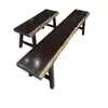 Banqueta de madera de ébano Okan, banco de madera estilo chino para cambiarse los zapatos, banco largo de madera maciza de sándalo negro y dorado