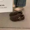 Sapatos Birkenstock de Feltro Retrô Feminino 2026 Novo Outono Inverno Com Pelúcia Slip-on Preguiçosos de Algodão Sapatos Baixos Mocassins