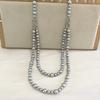 Diseño de Moda y Sencillo, Collar Doble Círculo de Perlas Shijia Redondo y de Luz Fuerte para Mujer, Casual y Versátil, Cadena de Clavícula de Gama Alta