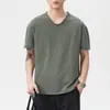 Ropa para Hombre Fengshe / Marca de moda retro americana, camiseta de algodón puro, lavado pesado, manga corta para hombre, ajuste holgado de verano, cuello redondo, manga corta