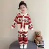 Pijama para niñas, franela de otoño e invierno, felpa de coral engrosada y cálida, diseño de dibujos animados, conjunto de ropa de estar para invierno