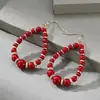 Brincos retrô de gota d'água com contas vermelhas desfile de moda estilo exagerado de férias brincos de contas vermelhas atacado