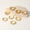 Estilo Ins Europeu e Americano Anel Aberto de Cobre Dourado 18K com Zircônia Embutida Anéis de Casal Estilo Vintage Anel Geométrico Anel Geométrico Feminino