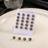Pendientes Minimalistas Europeos y Americanos Ojo de Gato de Aguja Plateada, Moda Creativa Transfronteriza Exquisitos Versátiles Pendientes Pequeños de Alta Gama