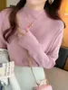 Suéter de Punto de Cachemira de Manga Larga para Mujer, Nueva Prenda Base de Cuello Alto para Otoño e Invierno, Primavera y Otoño