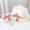 Chapéu de Sol Infantil Meninas Verão Novo Chapéu de Palha Porta-Moedas Proteção Solar Bebê Chapéu de Praia Chapéu Pescador de Sol