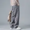 Calças de veludo cotelê masculinas primavera e outono soltas calças largas retas masculinas de marca de moda de inverno calças casuais esportivas