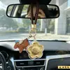 Colgante para Teléfono Flor de Dinero Texturizada en Oro Macizo Artesanía Shuibei, Llavero de Cuerda de Cuero de Caballo Pequeño Lindo Estilo Ins para Novia
