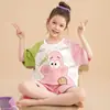 Pijama de verano para niña, fino, de algodón para niños, traje de manga corta y shorts, ropa de casa linda de dibujos animados para niñas
