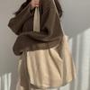 Bolsa de Compras Versátil de Gran Capacidad Estilo Coreano Casual Literaria Corderoy Lavado Simple Retro Bolso de Hombro para Mujer