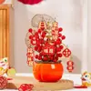 Decoraciones de Año Nuevo, Adornos de Caqui, Flores de Nochevieja, Flores Artificiales, Arreglos de Flores Artificiales, Arreglos Florales, Frutas Rojas, Frutas de la Fortuna, Cubos de la Fortuna