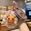 Colgante Llavero Flor de Girasol de Lana Hecho a Mano, Flor de Rosa Artificial, Adorno Colgante para Bolso Estilo Ins Tejido a Crochet Hecho a Mano