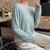 Suéter de Lana Pura con Cuello Redondo, Cepillado de Felpa, Nuevo de Otoño e Invierno para Mujer, Suéter de Punto Holgado, Capa Base Cepillada