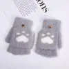 Nuevos Guantes de Invierno para Niños 2025 con Patas de Gato Lindas, Cubierta Plegable para Dedos, Tejido de Felpa de Medio Dedo, Guantes Cálidos Adecuados para Niños y Niñas Estudiantes