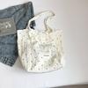 Bolsa de Lona com Bolinhas de Grande Capacidade Estilo Coreano 2025 Nova Estilo Preguiçoso Bolsa de Ombro Tote para o Dia a Dia Bolsa de Axila de Nicho