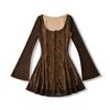 Ap25577-25 Nuevo Estilo Otoño Estilo Americano Puro Encaje Cuello en U Un Botón Falda Recta Cintura Ajustada Vestido