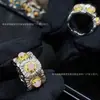 Anel Bucci Margarida Italiano para Mulheres, Anel de Proteína Rosa Escovado Banhado a Ouro de Alta Qualidade, Estilo Palaciano Moderno e Único