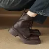 Muy Estilosas~ Nuevas Botas Martin con Cordones y Suela Gruesa de 5.5cm para Mujer, Botas Individuales Versátiles para Otoño e Invierno, Botines Forrados de Lana Estilo Británico, Talla Grande