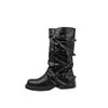 Botas western Martin de suela gruesa con hebilla para mujer, nuevo modelo 2026, botas hasta el suelo, botas fruncidas de tacón de plataforma, botas de caña media para pantalones