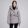 Diseño de Comercio Exterior Sudadera con Capucha Invierno Nuevo Chaqueta de Algodón con Plumas Estilo Coreano Cintura Ceñida Pequeña Ropa de Abrigo de Algodón