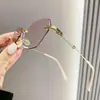 Gafas de lectura sin montura de borde cortado con incrustaciones de diamantes, estilo nuevo para mujer, para personas mayores, progresivas, color rosa, con filtro de luz azul, venta al por mayor de fabricante