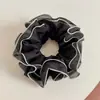 Estilo Coreano Doce Multicamadas Extra Grande Malha Contraste de Cores Borda Costurada Elástico de Cabelo Bigode para Mulheres Sensação de Alto Padrão Anel para Coque Acessórios de Cabelo