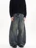 Jeans Retro Americanos Lavados Desgastados Scimitar Unisex Marca de Moda Callejera Geniales Sueltos Versátiles Pierna Ancha Pantalones Largos hasta el Suelo
