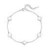 Nuevo Tobillera de Cuatro Hojas de la Suerte de Cinco Flores Benditas Estilo Chino para Mujer Plata de Ley S925 Lujo Ligero Fritillaria Blanca Regalo de Vacaciones de Navidad