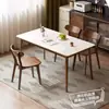 Mesa de jantar em madeira maciça com tampo de pedra para apartamentos pequenos, sala de estar, uso doméstico, escrivaninha retangular, mesa de estudo, mesa comercial para imóveis de aluguel