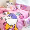 Judy Mickey Tamanho Grande Espessado Leite Fleece Conjunto de Quatro Peças Infantil Princesa Coral Fleece Capa de Edredom Lençol de Cama Conjunto de Três Peças Roupa de Cama