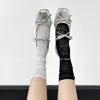 Calcetines de Malla Hueca de Verano Finos Transpirables con Pelo para Mujer para Zapatos Pequeños de Cuero Calcetas para Mujer Estilo Ballet Miu