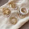 Un Conjunto de Pulseras Divinas~ Pulseras de Ala Ancha de Moda y Versátiles para Mujer, Pulseras Multicapa Color Dorado Estilo Vacaciones para Primavera y Verano