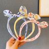 Diadema con orejas de conejo de estilo coreano para niña pequeña, diadema con lazo floral de tela, pinza para el cabello para bebé y hebilla para la cabeza.