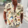 Comércio Exterior Amazon Venda Quente Camisa Masculina com Estampa Digital 3D Dia Nacional Canadense Manga Curta com Bolso Canguru Calças