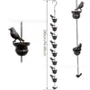 Cadenas de Lluvia con Pájaros Móviles Transfronterizos en Tazas Cadena de Lluvia Pájaros Móviles Decoración Exterior de Metal