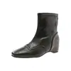 Botines de mujer para aumentar la altura, nueva colección otoño/invierno 2026, estilo coreano, diseño simple, caña corta, cierre trasero, punta cuadrada, elástico, botines de moda