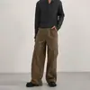 Pantalones Cargo Lavados Retro Americanos Jiamu con Múltiples Bolsillos Unisex Street Vintage Rectos Sueltos de Pierna Ancha