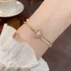 Pulsera de Doble Capa con Pétalos de Zircón de Nuevo Estilo Veraniego, Exquisita y de Moda, Nicho de Lujo Ligero, Diseño Elegante y Versátil, Joyería para Mujer
