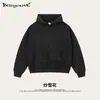 Moletom com capuz estilo rua americano retrô marca da moda algodão puro flanela escovada modelagem solta ombro caído corte reto e quadrado para homens