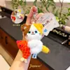 Chaveiro de Pelúcia Original Jinnew com Design de Carpa e Gatinho, Divertido Chaveiro de Pelúcia Puxável, Lindo Acessório de Bolsa, Pequeno Presente