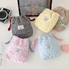 Bolsa de cordón a cuadros acolchada estilo coreano, una bolsa de almacenamiento a prueba de polvo elegante y práctica para cámaras instantáneas, con gran capacidad y portabilidad conveniente