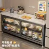 Estante de Almacenamiento para Cocina de Losa de Roca, Aparador de Piso de Múltiples Niveles con Puertas Deslizantes, Gabinete de Almacenamiento Multifuncional para Ollas y Sartenes