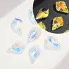 Cor Folha de Bordo Vidro Super Brilhante Furo para Pendurar Contas de Cristal Pulseira Colar DIY Feito à Mão Pingente de Joia