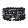 Pulsera de traje de piedra de bilis negra mate negra caliente transfronteriza pulsera de cuentas de hematita para hombre 6/8 mm traje de 5 piezas